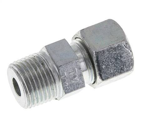 Racor de corte recto de acero galvanizado 12S y R1/2'' con rosca macho 630 bar ISO 8434-1