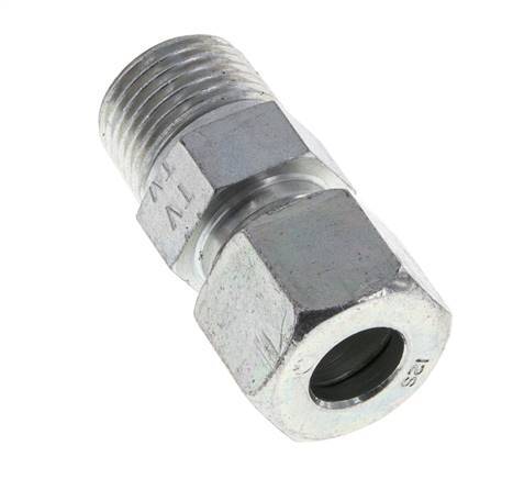 Racor de corte recto de acero galvanizado 12S y R1/2'' con rosca macho 630 bar ISO 8434-1