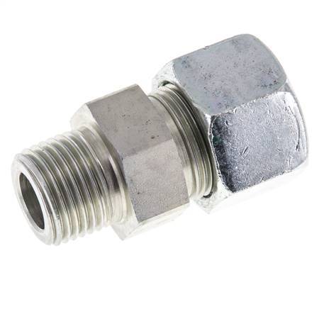 Racor de corte recto de acero galvanizado 16S y R1/2'' con rosca macho 400 bar ISO 8434-1