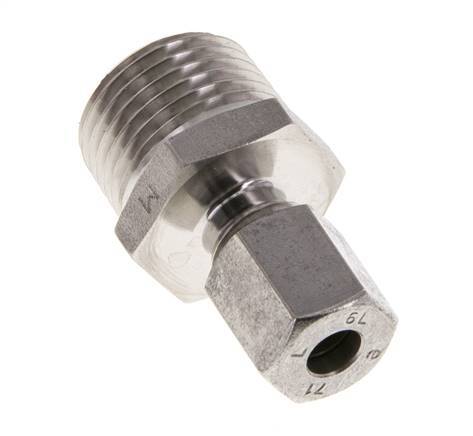 Racor de corte recto de acero inoxidable 6L y R1/2'' con rosca macho 315 bar ISO 8434-1