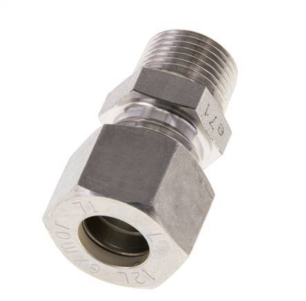 12L & R3/8'' Stainless Steel Straight Compression Fitting with Male Threads 315 bar ISO 8434-1