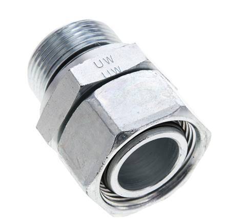 28L y M33x2 Acero Zincado Giratorio Recto con Rosca Macho 160 bar Junta tórica de NBR Cono de Sellado Ajustable ISO 8434-1