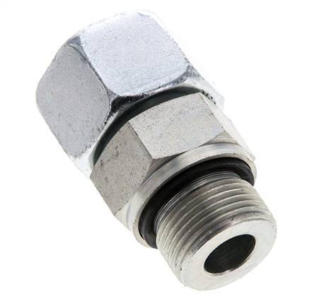 16S y M22x1,5 Acero zincado Rótula recta con rosca macho 400 bar Junta tórica de NBR Cono de estanqueidad Ajustable ISO 8434-1