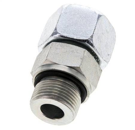 16S y M22x1,5 Acero zincado Rótula recta con rosca macho 400 bar Junta tórica de NBR Cono de estanqueidad Ajustable ISO 8434-1