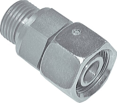 12L&G3/8'' Zink plated Steel Straight Swivel with Male Threads 315 bar NBR O-ring Sealing Cone Adjustable ISO 8434-1 [2 Pieces]