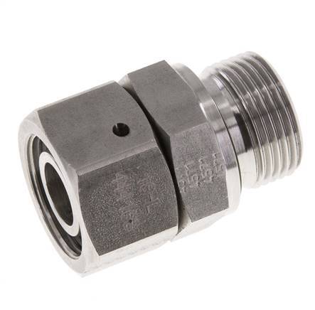 Rótula recta de acero inoxidable 18L y G3/4'' con rosca macho 315 bar Cono de sellado con junta tórica FKM ajustable ISO 8434-1