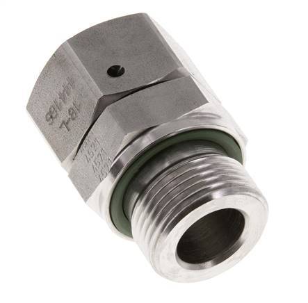 Rótula recta de acero inoxidable 18L y G3/4'' con rosca macho 315 bar Cono de sellado con junta tórica FKM ajustable ISO 8434-1