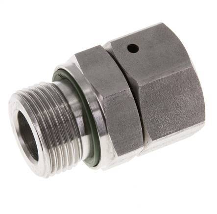 Rótula recta de acero inoxidable 18L y G3/4'' con rosca macho 315 bar Cono de sellado con junta tórica FKM ajustable ISO 8434-1