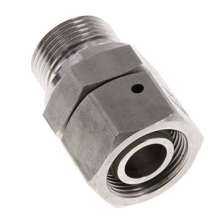 Rótula recta de acero inoxidable 18L y G3/4'' con rosca macho 315 bar Cono de sellado con junta tórica FKM ajustable ISO 8434-1