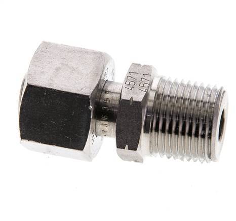Rótula recta de acero inoxidable 12L y 3/8'' NPT con rosca macho 315 bar Ajustable ISO 8434-1