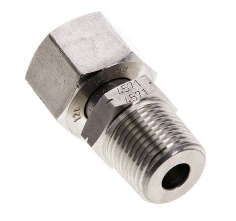 Rótula recta de acero inoxidable 12L y 3/8'' NPT con rosca macho 315 bar Ajustable ISO 8434-1