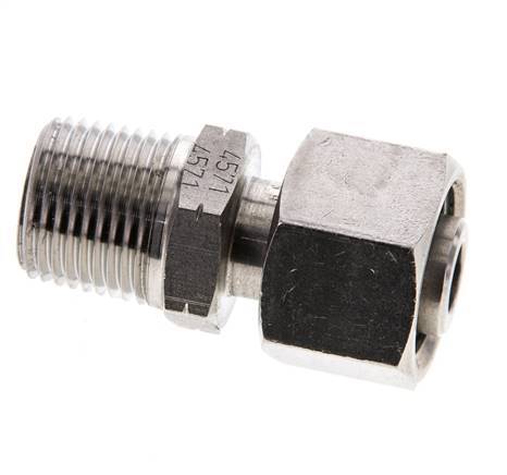 Rótula recta de acero inoxidable 12L y 3/8'' NPT con rosca macho 315 bar Ajustable ISO 8434-1