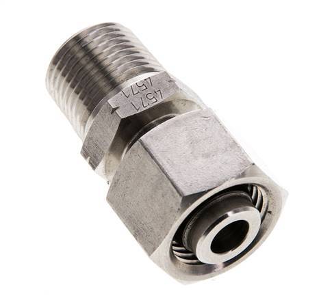 Rótula recta de acero inoxidable 12L y 3/8'' NPT con rosca macho 315 bar Ajustable ISO 8434-1