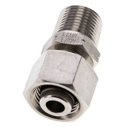 Rótula recta de acero inoxidable 12L y 3/8'' NPT con rosca macho 315 bar Ajustable ISO 8434-1