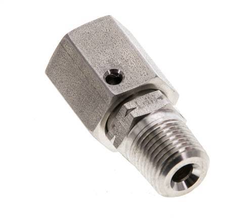 6L & 1/8'' NPT Stainless Steel Straight Swivel with Male Threads 315 bar FKM O-ring Sealing Cone Adjustable ISO 8434-1