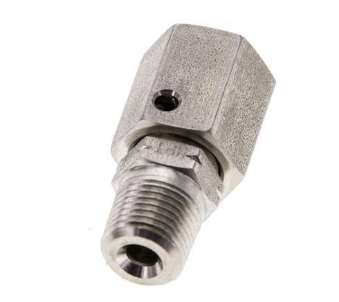6L & 1/8'' NPT Stainless Steel Straight Swivel with Male Threads 315 bar FKM O-ring Sealing Cone Adjustable ISO 8434-1