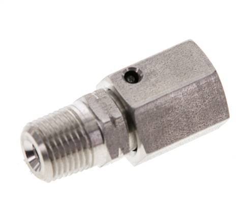 6L y 1/8'' NPT Rótula recta de acero inoxidable con rosca macho 315 bar Junta tórica de FKM Cono de sellado ajustable ISO 8434-1