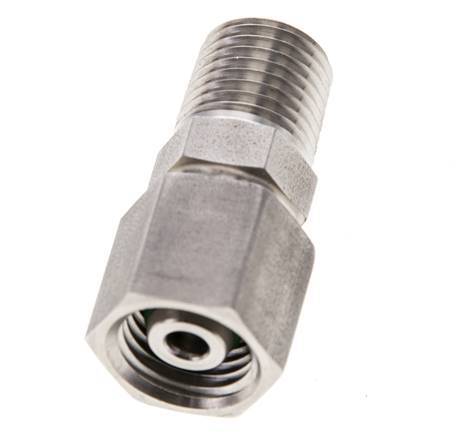 8L & 1/4'' NPT Stainless Steel Straight Swivel with Male Threads 315 bar FKM O-ring Sealing Cone Adjustable ISO 8434-1