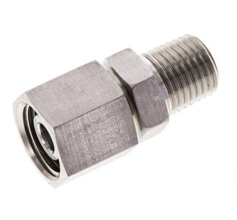 10L y 1/4'' NPT Rótula recta de acero inoxidable con rosca macho 315 bar Junta tórica de FKM Cono de sellado ajustable ISO 8434-1