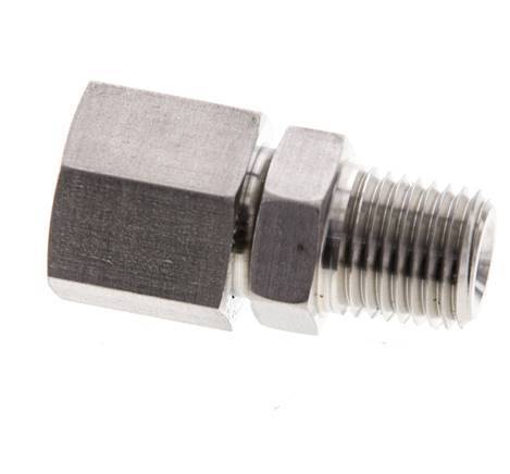 10L y 1/4'' NPT Rótula recta de acero inoxidable con rosca macho 315 bar Junta tórica de FKM Cono de sellado ajustable ISO 8434-1
