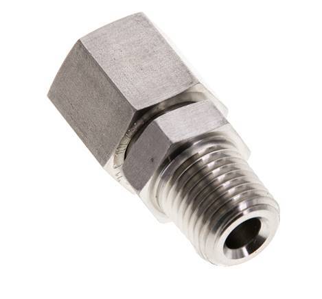 10L y 1/4'' NPT Rótula recta de acero inoxidable con rosca macho 315 bar Junta tórica de FKM Cono de sellado ajustable ISO 8434-1