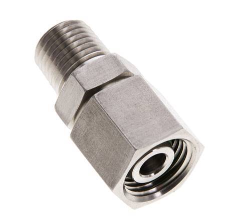 10L y 1/4'' NPT Rótula recta de acero inoxidable con rosca macho 315 bar Junta tórica de FKM Cono de sellado ajustable ISO 8434-1