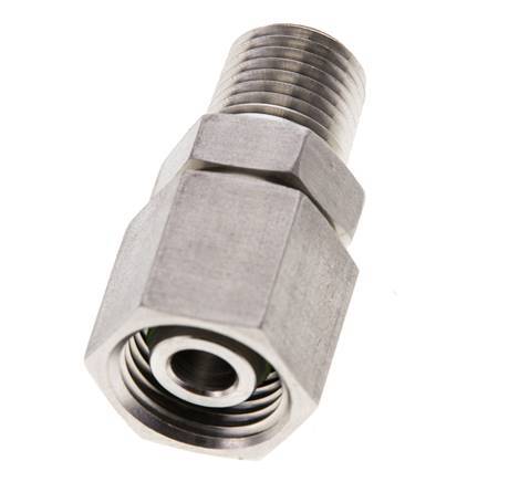 10L y 1/4'' NPT Rótula recta de acero inoxidable con rosca macho 315 bar Junta tórica de FKM Cono de sellado ajustable ISO 8434-1