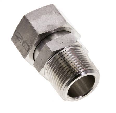 28L y 1'' NPT Rectas de acero inoxidable con rosca macho 160 bar Junta tórica de FKM Cono de sellado ajustable ISO 8434-1