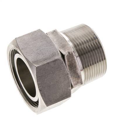 42L y 1-1/2'' NPT Rótula recta de acero inoxidable con rosca macho 160 bar Junta tórica de FKM Cono de sellado ajustable ISO 8434-1