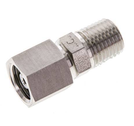 6S y 1/4'' NPT Rótula recta de acero inoxidable con rosca macho 630 bar Junta tórica de FKM Cono de sellado ajustable ISO 8434-1