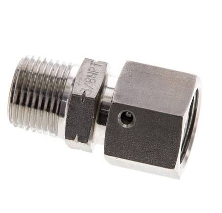 10S y 3/8'' NPT Rótula recta de acero inoxidable con rosca macho 630 bar Junta tórica de FKM Cono de sellado ajustable ISO 8434-1