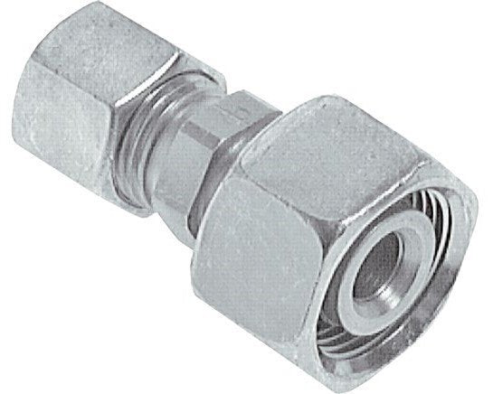 Racor de corte recto de acero galvanizado 8L y 22L con rótula 160 bar ISO 8434-1