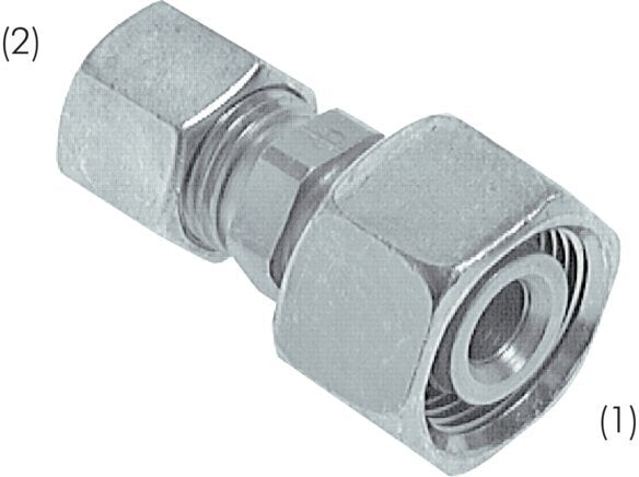 12L & 15L Zink plated Steel Straight Cutting Fitting with Swivel 315 bar ISO 8434-1 [2 Pieces]