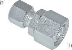 6L & 8L Zink plated Steel Straight Cutting Fitting with Swivel 315 bar NBR O-ring Sealing Cone ISO 8434-1 [2 Pieces]