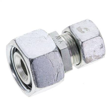 15L & 22L Zink plated Steel Straight Cutting Fitting with Swivel 160 bar NBR O-ring Sealing Cone ISO 8434-1