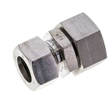 22L & 28L Stainless Steel Straight Cutting Fitting with Swivel 160 bar FKM O-ring Sealing Cone ISO 8434-1