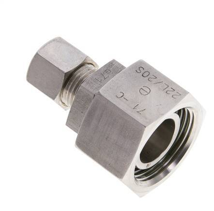 10L & 22L Stainless Steel Straight Compression Fitting with Swivel 160 bar FKM O-ring Sealing Cone ISO 8434-1