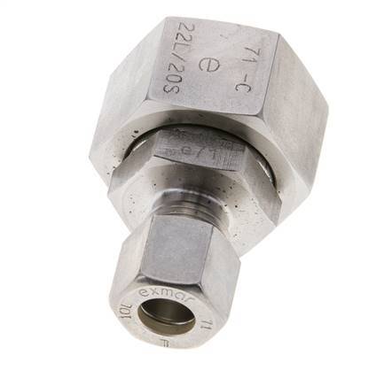 10L & 22L Stainless Steel Straight Compression Fitting with Swivel 160 bar FKM O-ring Sealing Cone ISO 8434-1