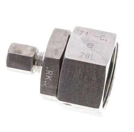 6L & 28L Stainless Steel Straight Compression Fitting with Swivel 160 bar FKM O-ring Sealing Cone ISO 8434-1