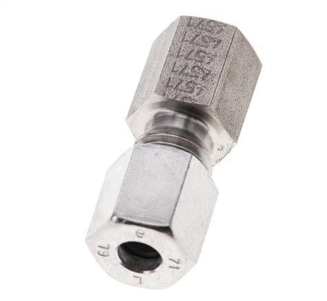 6L & M10x1 Stainless Steel Straight Cutting Fitting with Female Threads 315 bar ISO 8434-1