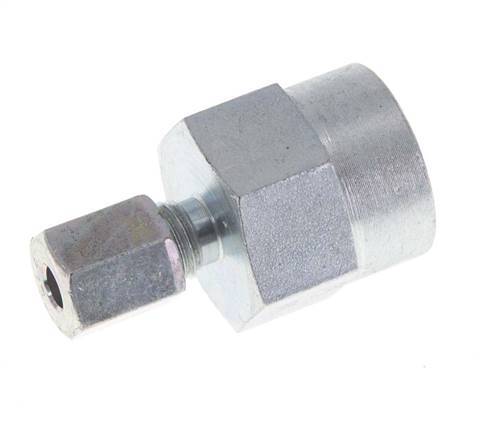 Racor de corte recto de acero galvanizado 4LL y G1/4'' con rosca hembra para manómetros de 315 bar ISO 8434-1