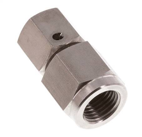 Rótula recta de acero inoxidable de 8L y G1/4'' con rosca hembra para manómetros de 315 bar Cono de sellado de FKM ISO 8434-1