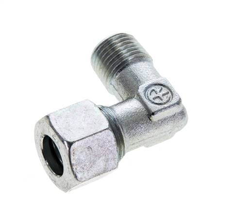 12L & M16x1.5 (con) Accesorio de corte acodado de acero zincado con roscas macho 315 bar ISO 8434-1
