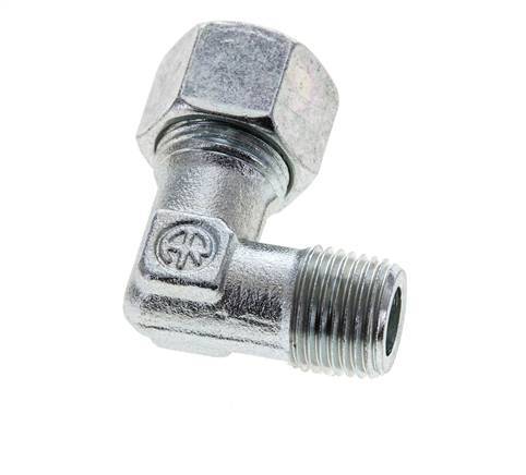 12L & M16x1.5 (con) Accesorio de corte acodado de acero zincado con roscas macho 315 bar ISO 8434-1