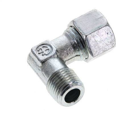 12L & M16x1.5 (con) Accesorio de corte acodado de acero zincado con roscas macho 315 bar ISO 8434-1
