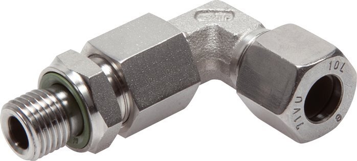 Racor de corte codo de acero inoxidable 35L y G1-1/4'' con rosca macho 160 bar ajustable ISO 8434-1