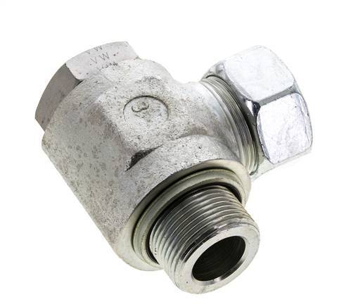 Racor giratorio de acero cincado 28L y M33x2 con rosca macho 160 bar Anillo NBRO Giratorio ISO 8434-1