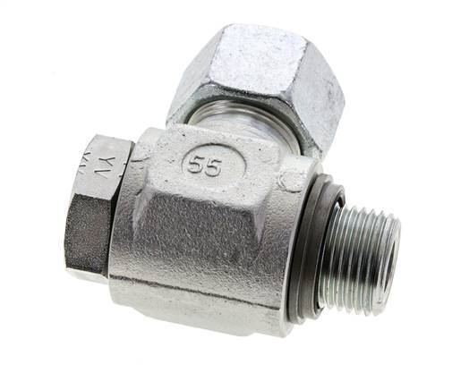 16S & G1/2'' Acero Zincado Racor Giratorio con Rosca Macho 400 bar NBRO-ring Giratorio ISO 8434-1