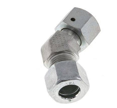 Accesorio de corte en codo de 45 grados de acero galvanizado 12L con rótula 315 bar Cono de sellado con junta tórica NBR ajustable ISO 8434-1