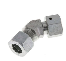 Accesorio de corte en codo de 45 grados de acero galvanizado 12L con rótula 315 bar Cono de sellado con junta tórica NBR ajustable ISO 8434-1